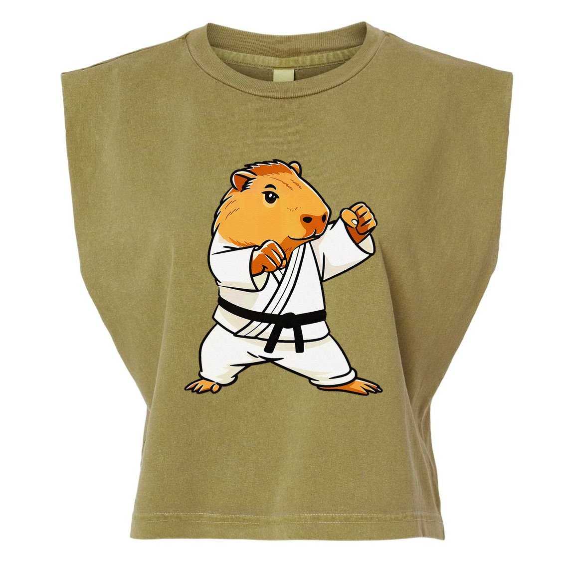 Karate Capybara Funny Martial Arts Mma Garment-Dyed Women's Muscle Tee