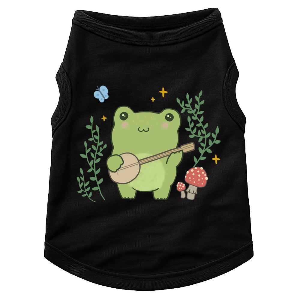 Kawaii Cute Frog Banjo Butterfly Gift Cottagecore Aesthetic Great Gift Doggie Tank