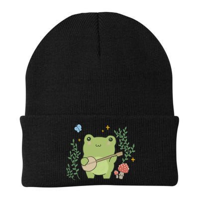 Kawaii Cute Frog Banjo Butterfly Gift Cottagecore Aesthetic Great Gift Beanie
