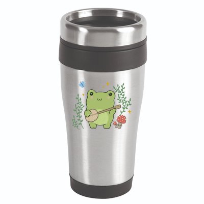 Kawaii Cute Frog Banjo Butterfly Gift Cottagecore Aesthetic Great Gift 16oz Travel Tumbler