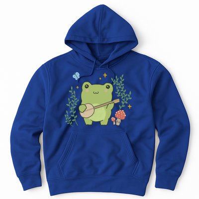 Kawaii Cute Frog Banjo Butterfly Gift Cottagecore Aesthetic Great Gift Hoodie