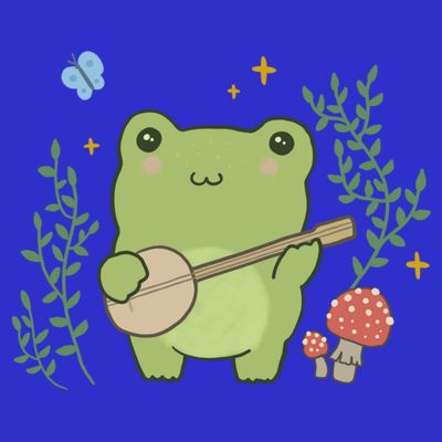 Kawaii Cute Frog Banjo Butterfly Gift Cottagecore Aesthetic Great Gift T-Shirt