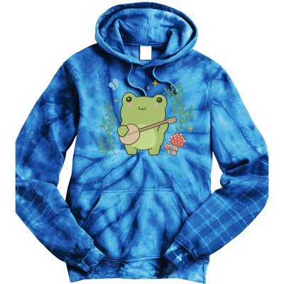 Kawaii Cute Frog Banjo Butterfly Gift Cottagecore Aesthetic Great Gift Tie Dye Hoodie