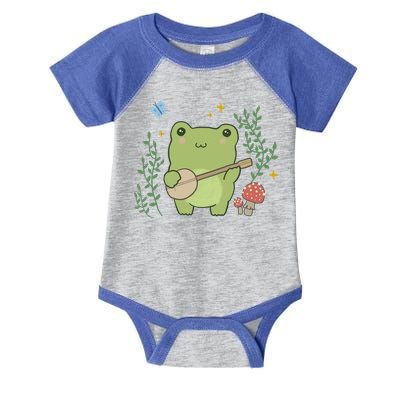 Kawaii Cute Frog Banjo Butterfly Gift Cottagecore Aesthetic Great Gift Infant Baby Jersey Bodysuit