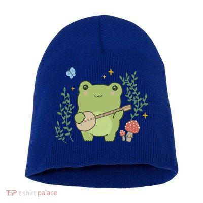 Kawaii Cute Frog Banjo Butterfly Gift Cottagecore Aesthetic Great Gift Short Acrylic Beanie