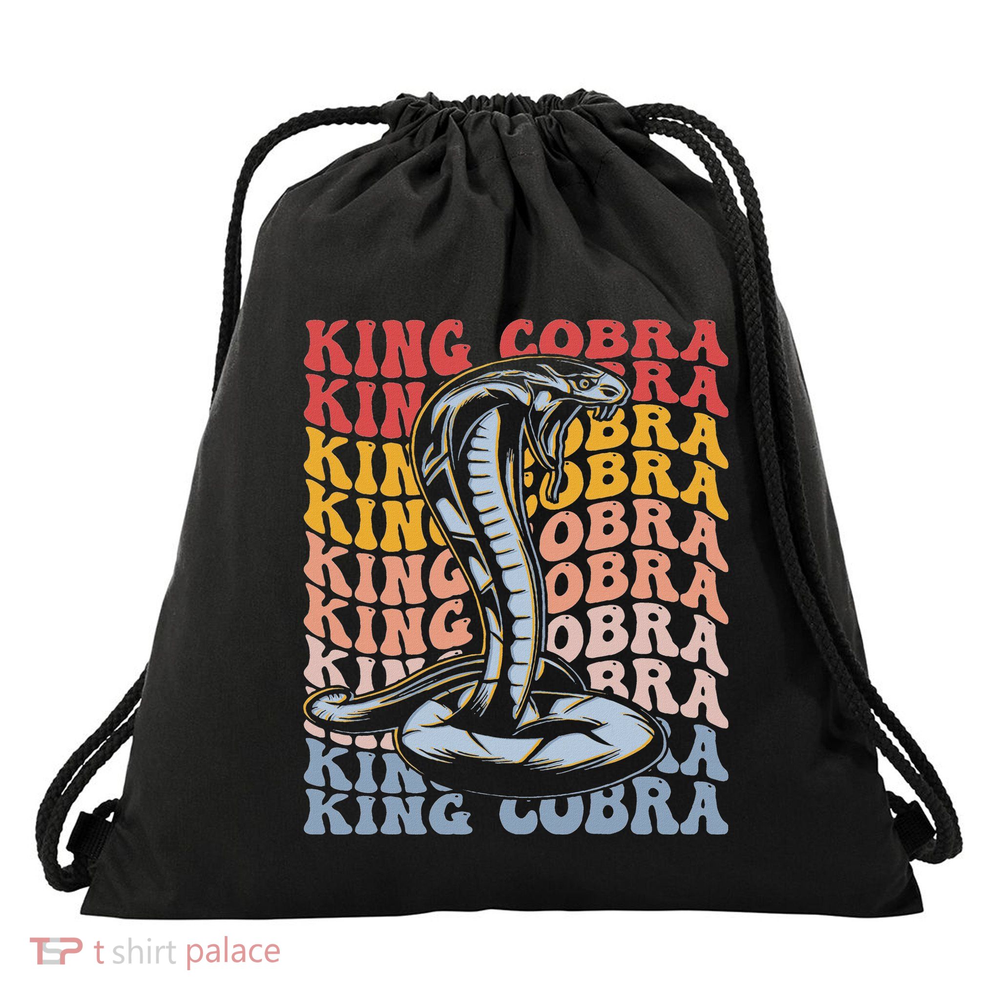 King Cobra Groovy Vintage Snake Drawstring Bag