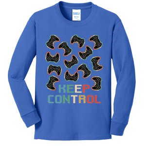 Keep Control Gamer Funny Video Game Lover Controller Gift Kids Long Sleeve Shirt