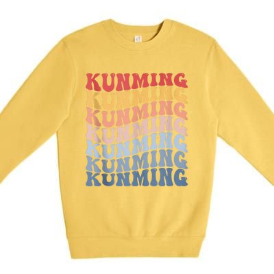 Kunming City Groovy Retro Premium Crewneck Sweatshirt