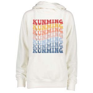 Kunming City Groovy Retro Womens Funnel Neck Pullover Hood