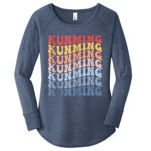 Kunming City Groovy Retro Women's Perfect Tri Tunic Long Sleeve Shirt