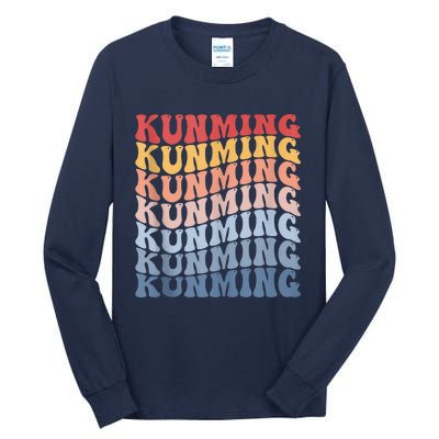 Kunming City Groovy Retro Tall Long Sleeve T-Shirt