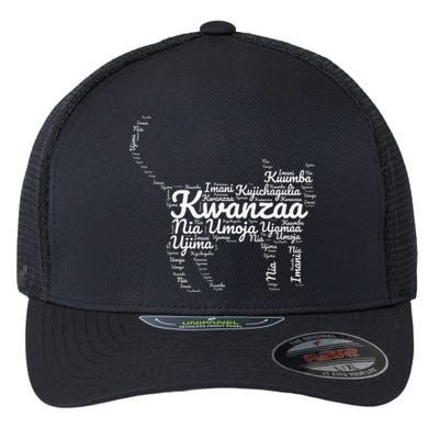 Kwanzaa Cat Graphic 7 Principles African American Holiday Flexfit Unipanel Trucker Cap