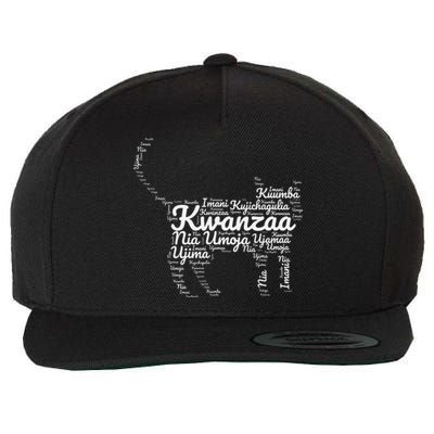 Kwanzaa Cat Graphic 7 Principles African American Holiday Wool Snapback Cap