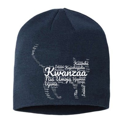 Kwanzaa Cat Graphic 7 Principles African American Holiday Sustainable Beanie