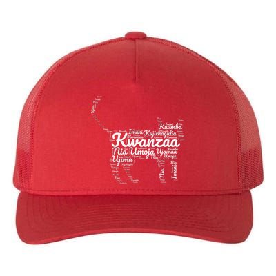 Kwanzaa Cat Graphic 7 Principles African American Holiday Yupoong Adult 5-Panel Trucker Hat