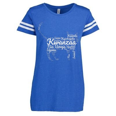 Kwanzaa Cat Graphic 7 Principles African American Holiday Enza Ladies Jersey Football T-Shirt