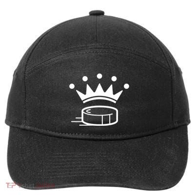 King Crown Hockey Puck Funny For Player Coach Fan 7-Panel Snapback Hat