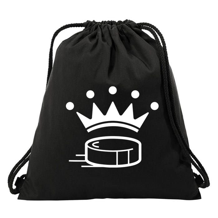 King Crown Hockey Puck Funny For Player Coach Fan Drawstring Bag