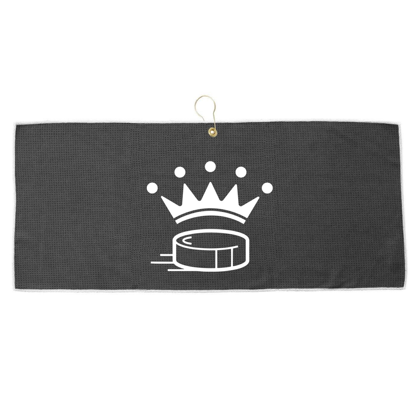 King Crown Hockey Puck Funny For Player Coach Fan Large Microfiber Waffle Golf Towel