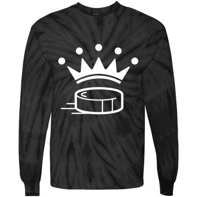 King Crown Hockey Puck Funny For Player Coach Fan Tie-Dye Long Sleeve Shirt