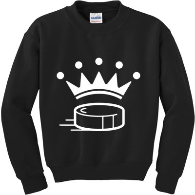 King Crown Hockey Puck Funny For Player Coach Fan Kids Sweatshirt