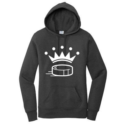 King Crown Hockey Puck Funny For Player Coach Fan Women's Pullover Hoodie