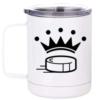 King Crown Hockey Puck Funny For Player Coach Fan 12 oz Stainless Steel Tumbler Cup