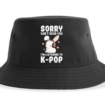 Kpop CanT Hear You IM Listening Kpop Cute Bunny Graphic Sustainable Bucket Hat