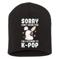 Kpop CanT Hear You IM Listening Kpop Cute Bunny Graphic Short Acrylic Beanie