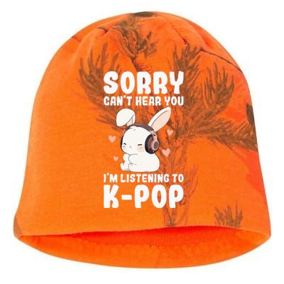 Kpop CanT Hear You IM Listening Kpop Cute Bunny Graphic Kati - Camo Knit Beanie