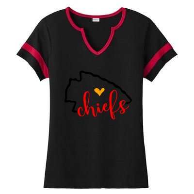 Kansas City Heart Kansas Football Kansas Lover Fan Ladies Halftime Notch Neck Tee