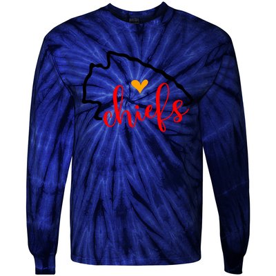 Kansas City Heart Kansas Football Kansas Lover Fan Tie-Dye Long Sleeve Shirt