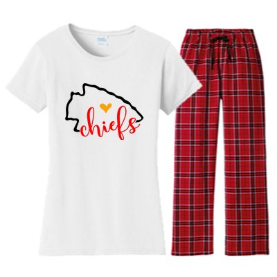 Kansas City Heart Kansas Football Kansas Lover Fan Women's Flannel Pajama Set