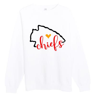 Kansas City Heart Kansas Football Kansas Lover Fan Premium Crewneck Sweatshirt