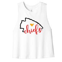 Kansas City Heart Kansas Football Kansas Lover Fan Women's Racerback Cropped Tank