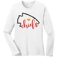 Kansas City Heart Kansas Football Kansas Lover Fan Ladies Long Sleeve Shirt