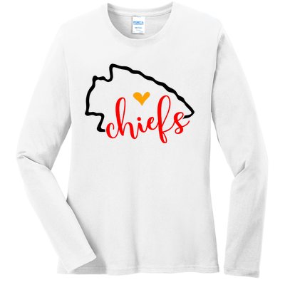 Kansas City Heart Kansas Football Kansas Lover Fan Ladies Long Sleeve Shirt