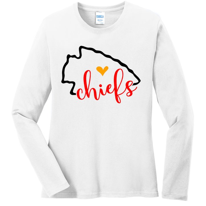 Kansas City Heart Kansas Football Kansas Lover Fan Ladies Long Sleeve Shirt