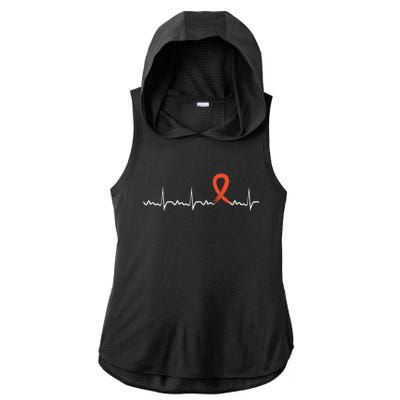 Kidney Cancer Heartbeat Kidney Cancer Awareness Ribbon Gift Ladies PosiCharge Tri-Blend Wicking Draft Hoodie Tank