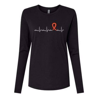 Kidney Cancer Heartbeat Kidney Cancer Awareness Ribbon Gift Womens Cotton Relaxed Long Sleeve T-Shirt