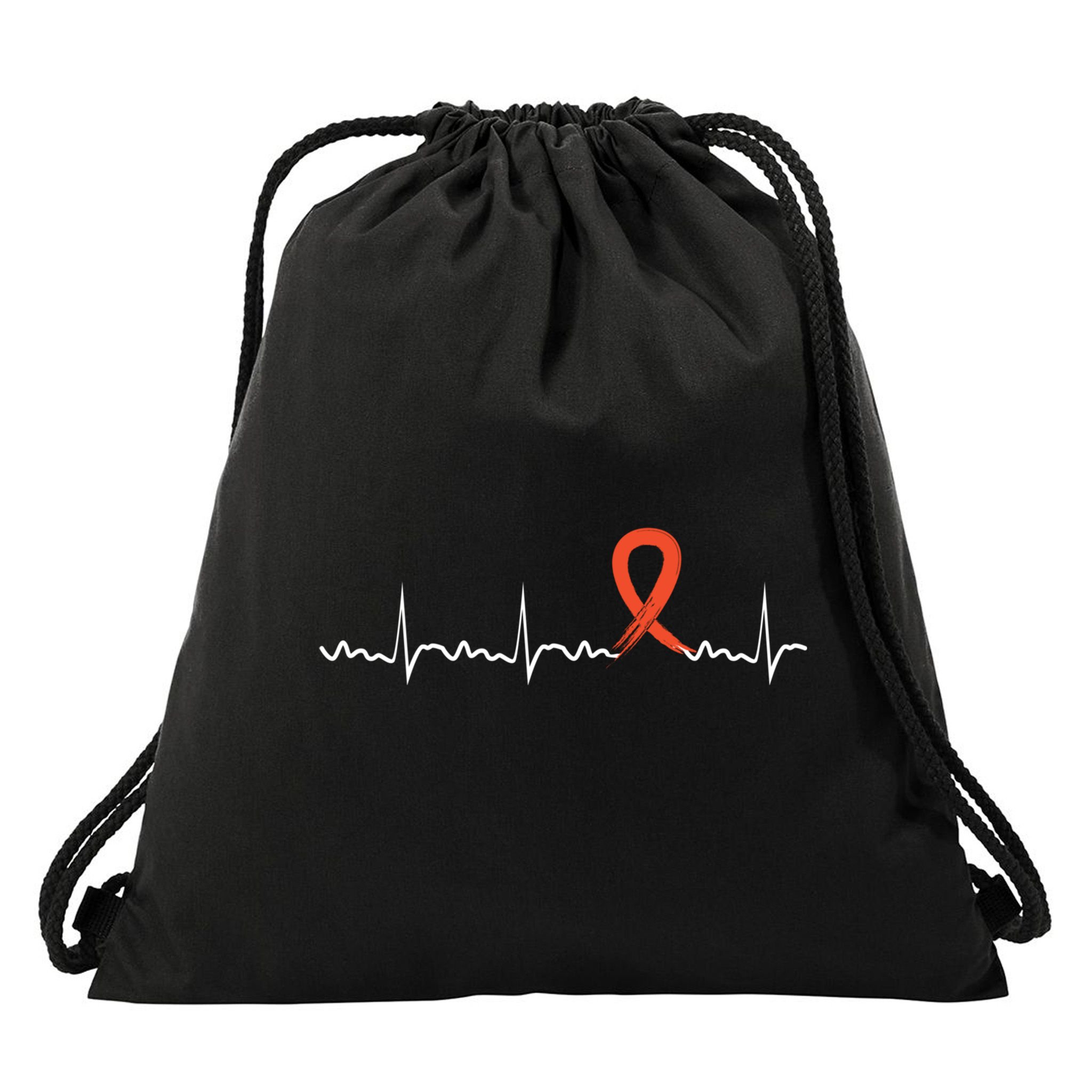 Kidney Cancer Heartbeat Kidney Cancer Awareness Ribbon Gift Drawstring Bag