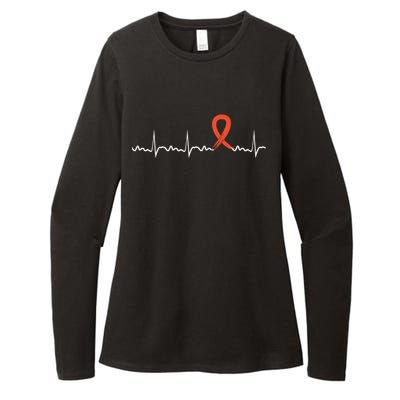 Kidney Cancer Heartbeat Kidney Cancer Awareness Ribbon Gift Womens CVC Long Sleeve Shirt