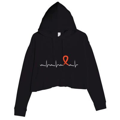 Kidney Cancer Heartbeat Kidney Cancer Awareness Ribbon Gift Crop Fleece Hoodie