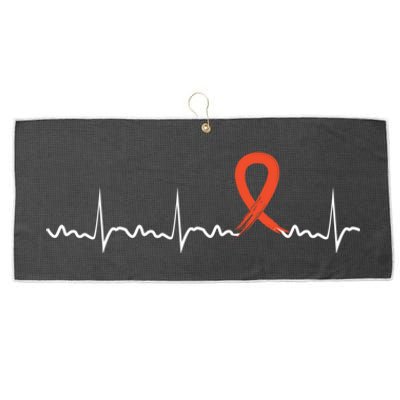 Kidney Cancer Heartbeat Kidney Cancer Awareness Ribbon Gift Large Microfiber Waffle Golf Towel