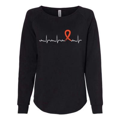 Kidney Cancer Heartbeat Kidney Cancer Awareness Ribbon Gift Womens California Wash Sweatshirt