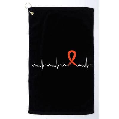 Kidney Cancer Heartbeat Kidney Cancer Awareness Ribbon Gift Platinum Collection Golf Towel