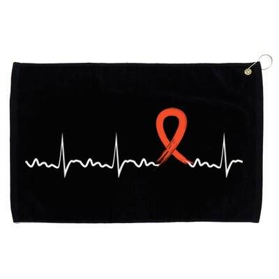 Kidney Cancer Heartbeat Kidney Cancer Awareness Ribbon Gift Grommeted Golf Towel