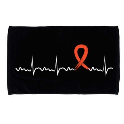 Kidney Cancer Heartbeat Kidney Cancer Awareness Ribbon Gift Microfiber Hand Towel