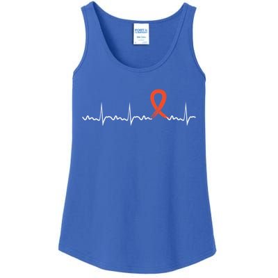 Kidney Cancer Heartbeat Kidney Cancer Awareness Ribbon Gift Ladies Essential Tank