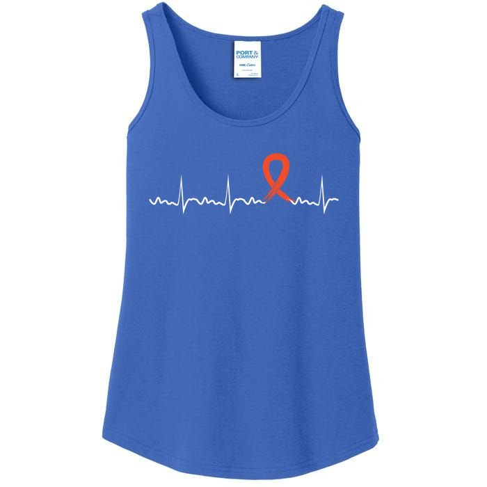 Kidney Cancer Heartbeat Kidney Cancer Awareness Ribbon Gift Ladies Essential Tank